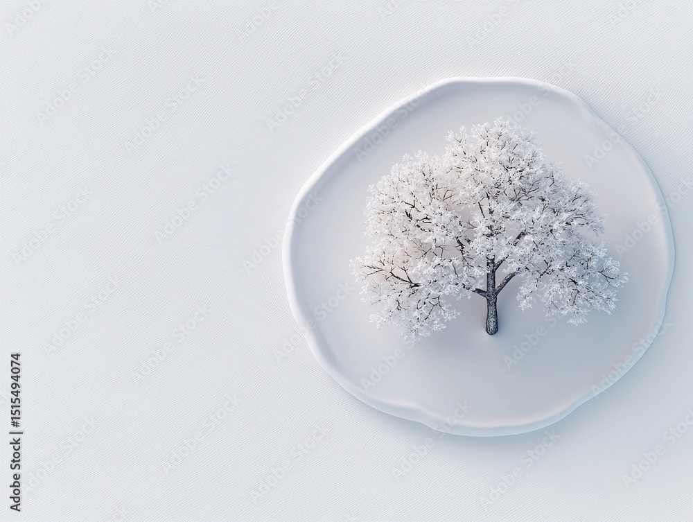 Wall mural snowy tree cluster in a circular clearing