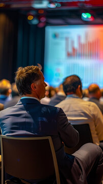 CEO Speaking at Annual Shareholders Meeting with Engaged Business Audience.