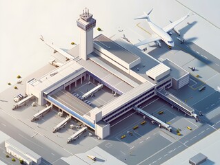 Airport Terminal Aerial View: An aerial perspective of a modern airport terminal reveals the intricate details of its design and operations, from the bustling runways to the sleek architecture.