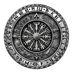 Intricate Viking Vegvisir Compass Rose with Runes