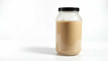 Professional Isolated Protein Drink Bottle Image on White Background with Studio Lighting, Capturing Condensation, Ergonomic Design for Sports Nutrition Marketing