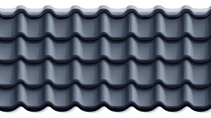 Detailed illustration of dark gray corrugated roofing tiles.