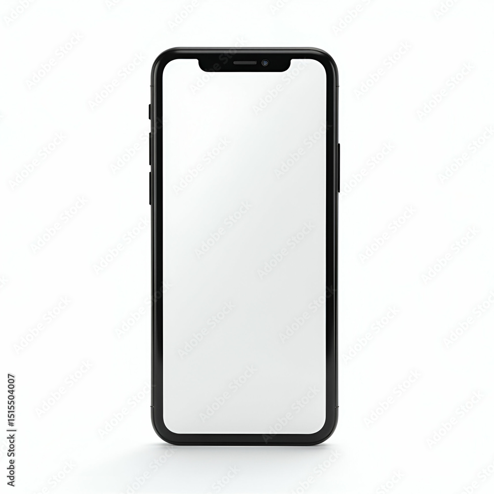 Poster touchscreen smartphone isolated on white background: showcasing display clarity, slim profile, and b