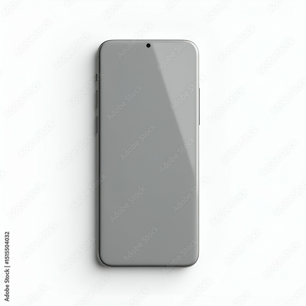 Poster touchscreen smartphone product isolated shot on white seamless backdrop with balanced studio lightin