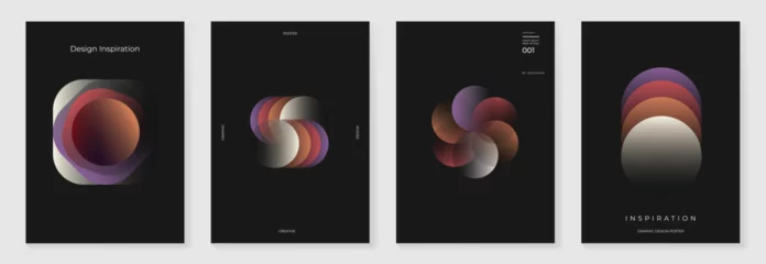 Fototapete Modern gradient poster background vector set. Cover template with vibrant perspective geometric prism shapes. Ideal design for social media, cover, banner, flyer.  © TWINS DESIGN STUDIO