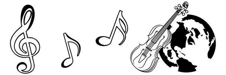 silhouette illustration  background for a world music day