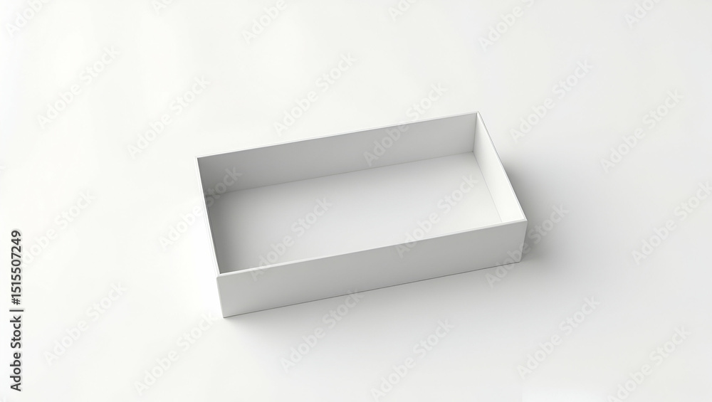 Poster studio quality shot of an empty box on white background for minimalistic product storage visuals and
