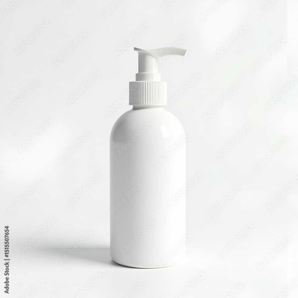 Poster moisturizing cream pump bottle isolated shot on pure white backdrop under diffused studio light high