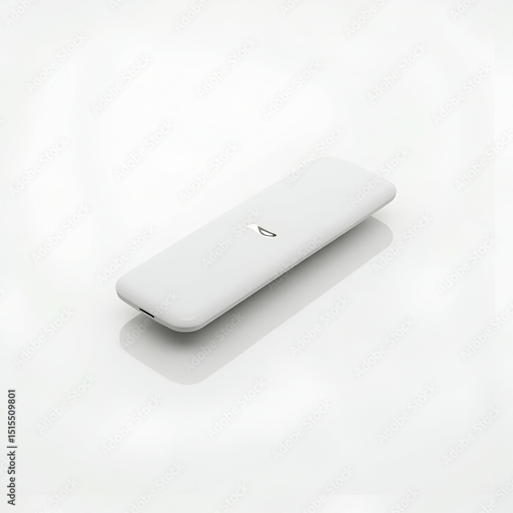 Aufkleber minimal branding item isolated on white background with discrete logo mark, sleek object, subtle ref