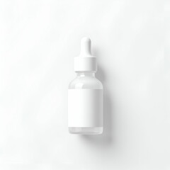 Cosmetic Dropper Infographic: Clean Vector Line Art of Cylindrical Container with Dropper Cap, Label Placeholder, Subtle Shadow for Skincare Branding & Packaging Presentations