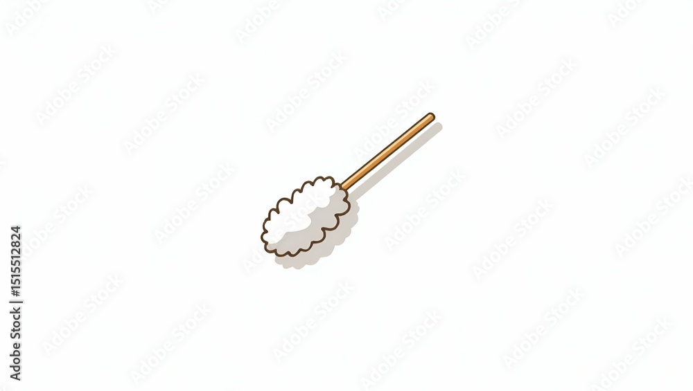 Poster infographic symbol illustrating baby cotton swab with stylized stick and cotton tip outlines isolate