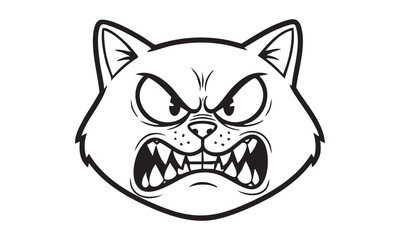 Obraz premium Angry cartoon cat face with fierce expression