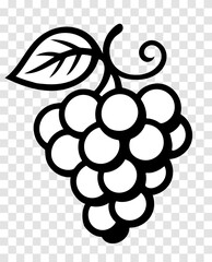 A black and white drawing of a bunch of grapes