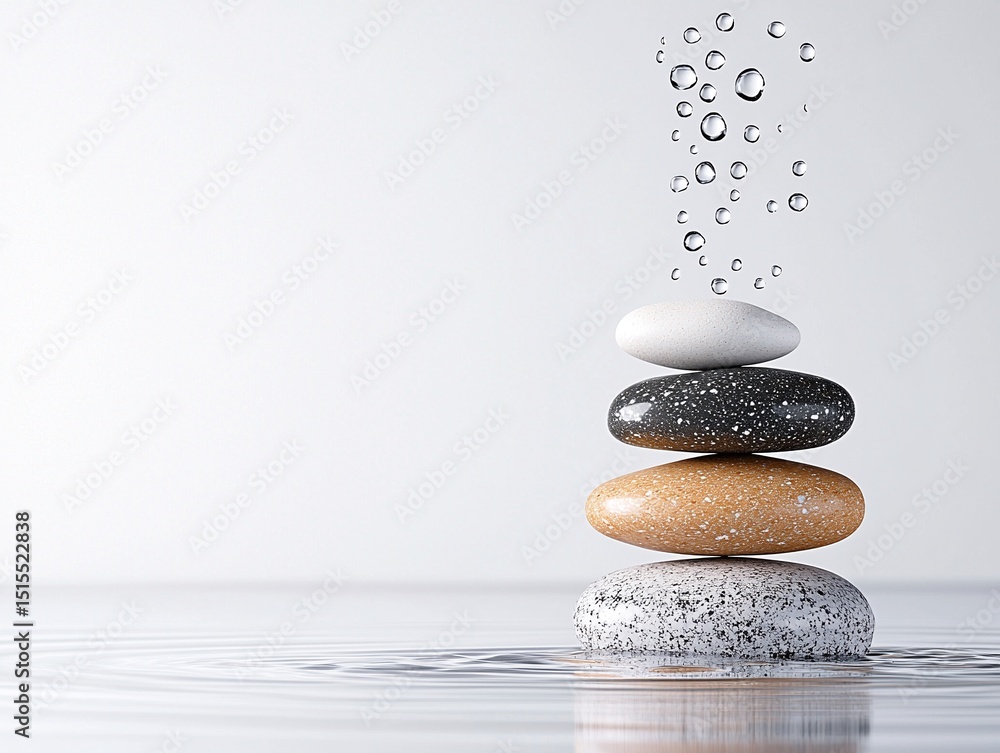 Poster stack of gradient pebbles in water with bubbles