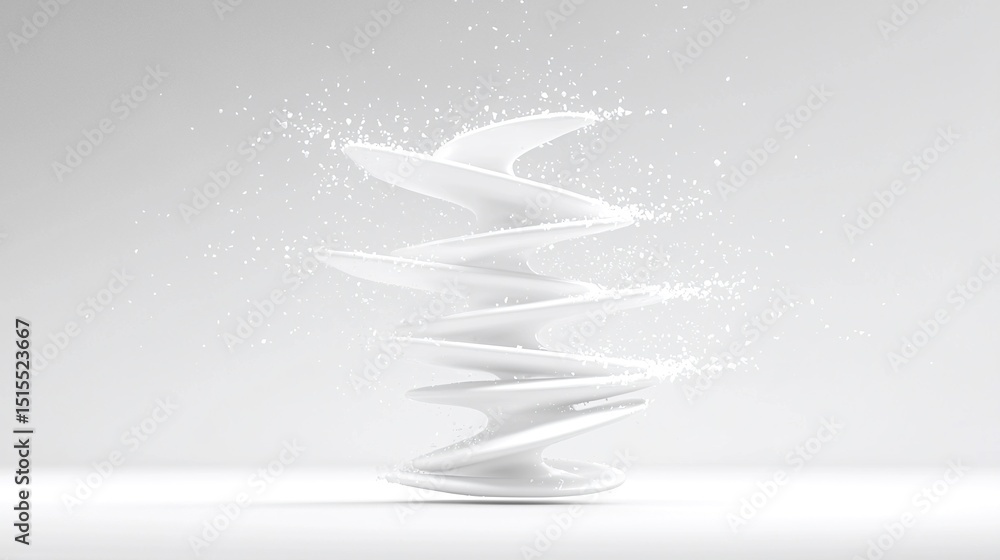 Poster stacked white geometric shapes floating vertically