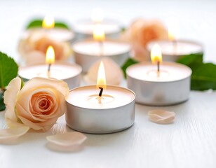 Soft peach candles and roses