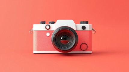 Retro charm: A vintage-style camera in pastel coral, capturing memories and artistry