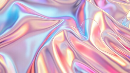 Obraz premium Iridescent Flow: A Mesmerizing Dance of Colors and Light on Metallic Fabric