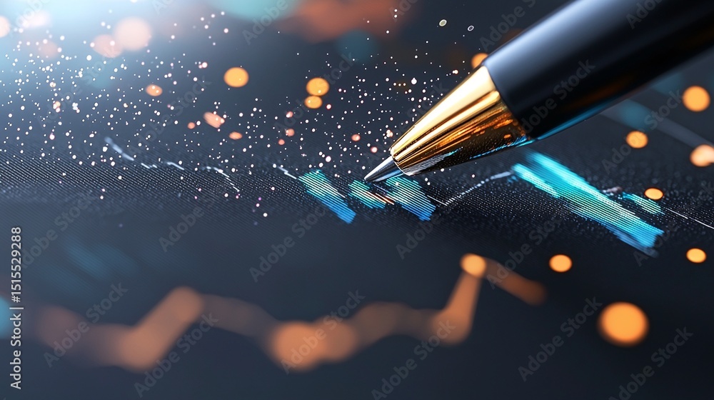 Poster stylus navigating futuristic holographic data interface
