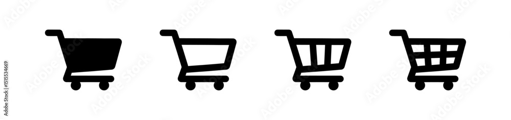 Fototapete selection of shopping cart icons with varying grid structures on a white background