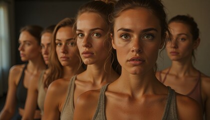 Obraz premium Portrait of Five Young Women in Tank Tops