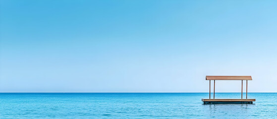 Wooden Platform On Calm Ocean Water