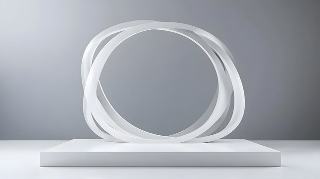 Abstract white rings on a simple pedestal.