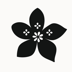 Fototapeta premium Elegant Black and White Floral Illustration Simple Five-Petal Flower Design