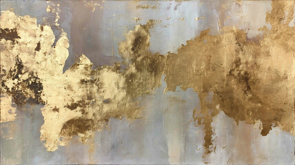Gold glamour abstraction acrylic paint layered distinct texture minimalist chicory forms subdued background