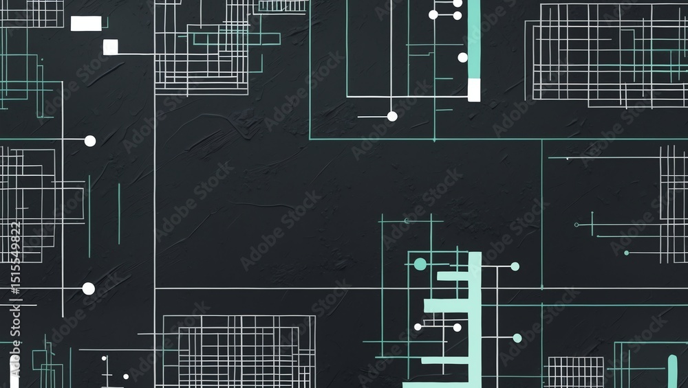 Poster modern circuit board design with geometric lines on dark background