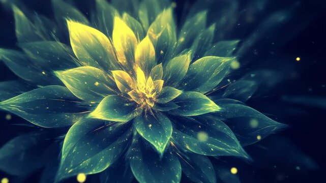 Floral Pattern with Golden Light and Blue Green Hues in Elegant Design and Abstract Nature Art Optimized for Adobe Stock Photo