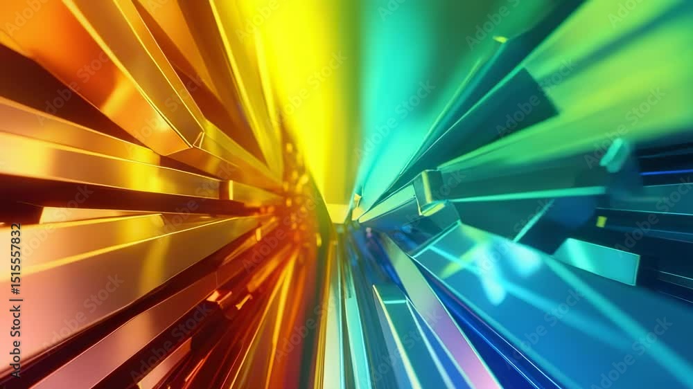 Poster abstract colorful 3d geometric shapes with dynamic light
