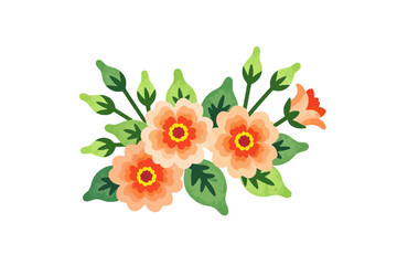 Watercolor Floral Illustration with Peach Flowers and Green Leaves- Beautiful Hand Drawn Flower Bouquet Graphic- Perfect for Spring and Summer Designs