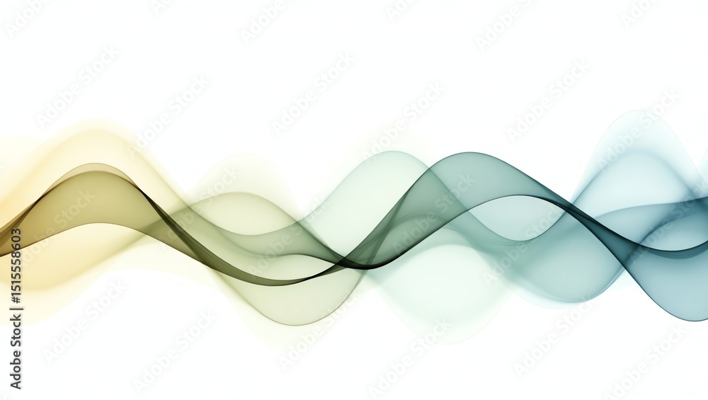 Poster abstract flowing wave design with teal and yellow gradient on white