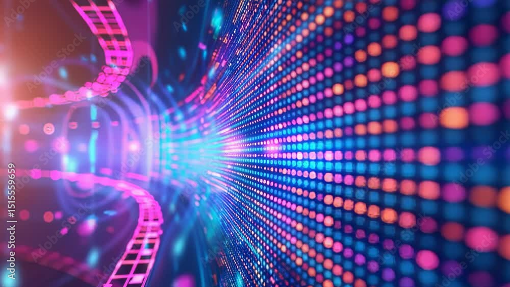 Aufkleber abstract digital tunnel with glowing data stream, futuristic technology background