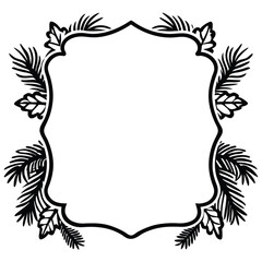silhouette christmas border picture frame boughs greenery firs on white background