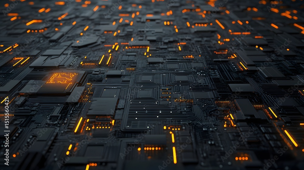 Poster close-up view of a complex circuit board.