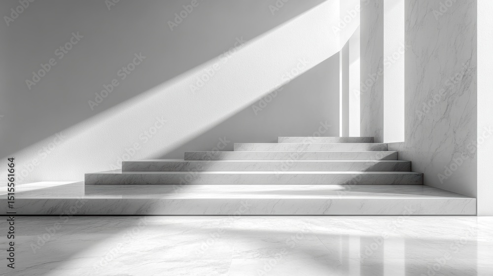 Aufkleber elegant marble steps ascending in bright light minimalist architecture subtle shadow and texture abs
