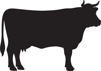 European Cattle Silhouette Side View