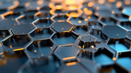Fototapeta premium Close-up view of a complex honeycomb pattern.