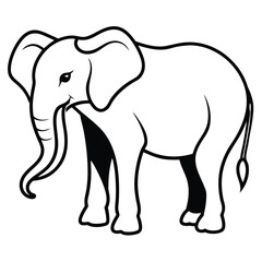 silhouette elephant on white background