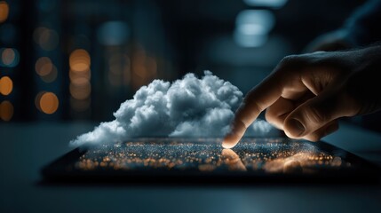 Cloud Computing Conceptualization Displayed on Digital Tablet Interface Innovation