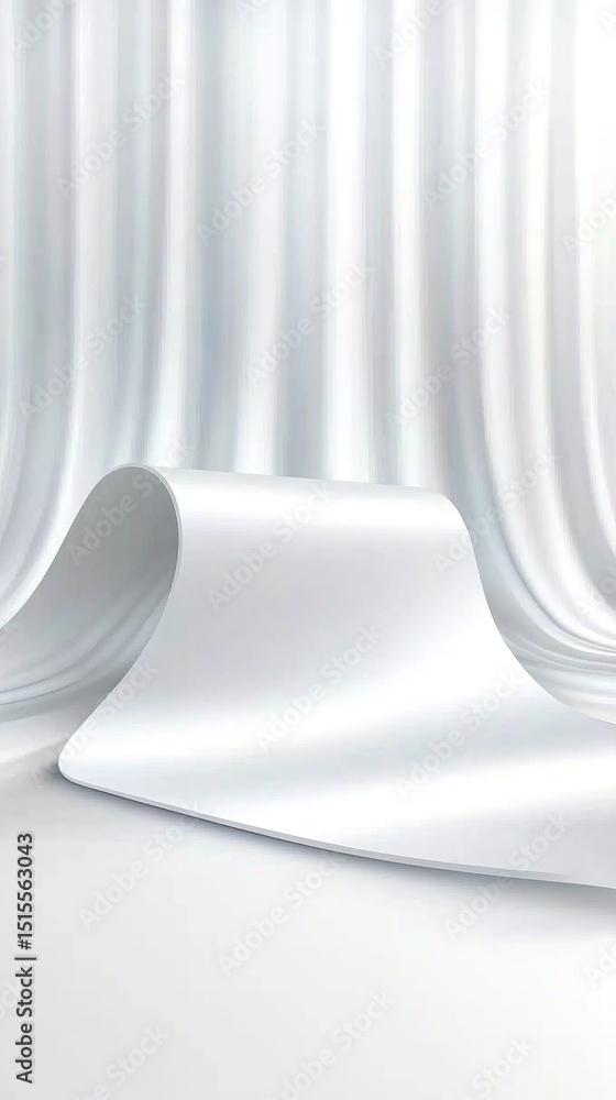 Poster white paper curve with shadow on draped background