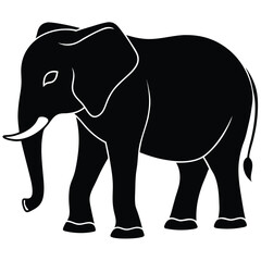 Fototapeta premium silhouette elephant on white background