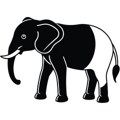 silhouette elephant on white background