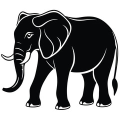 Fototapeta premium silhouette elephant on white background