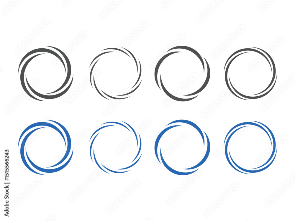 Poster set of minimal ring design symbol, vector, isolated on transparent background