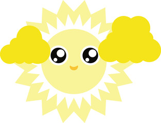 Funny Cute Sun and Cloud Icon vector