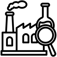 Industry Link mini illustration black outline icon, use for research and development, education, industry, UI, UX kit, app and web development, digital or print.