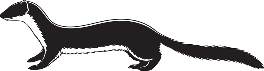 Siberian Weasel Side View Silhouettes